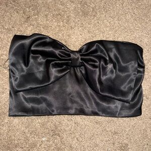 Altar'd State Black Satin Crop Top